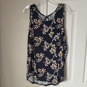 Market & Spruce Floral Tank Top - Navy and Yellow